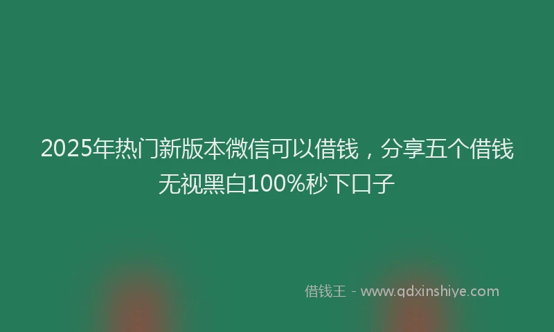 2025年热门新版本微信可以借钱，分享五个借钱无视黑白100%秒下口子
