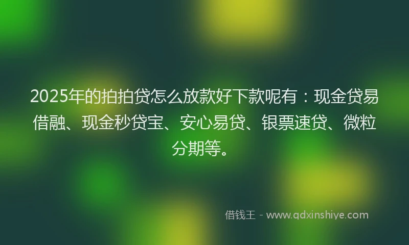 2025年的拍拍贷怎么放款好下款呢有：现金贷易借融、现金秒贷宝、安心易贷、银票速贷、微粒分期等。