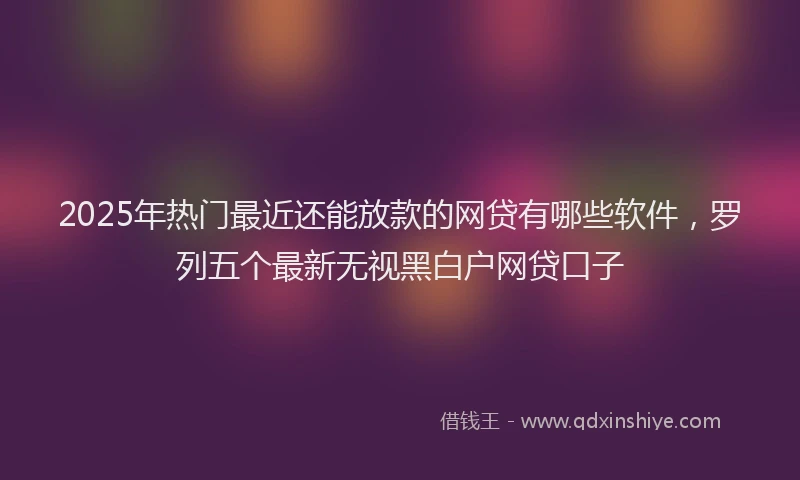 2025年热门最近还能放款的网贷有哪些软件，罗列五个最新无视黑白户网贷口子