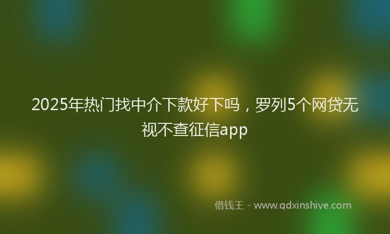 2025年热门找中介下款好下吗，罗列5个网贷无视不查征信app