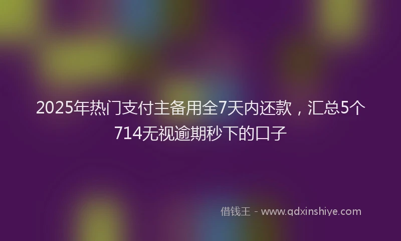 2025年热门支付主备用全7天内还款，汇总5个714无视逾期秒下的口子