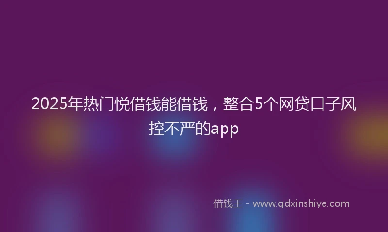 2025年热门悦借钱能借钱，整合5个网贷口子风控不严的app