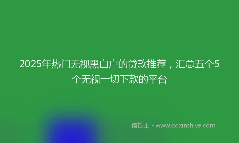 2025年热门无视黑白户的贷款推荐，汇总五个5个无视一切下款的平台