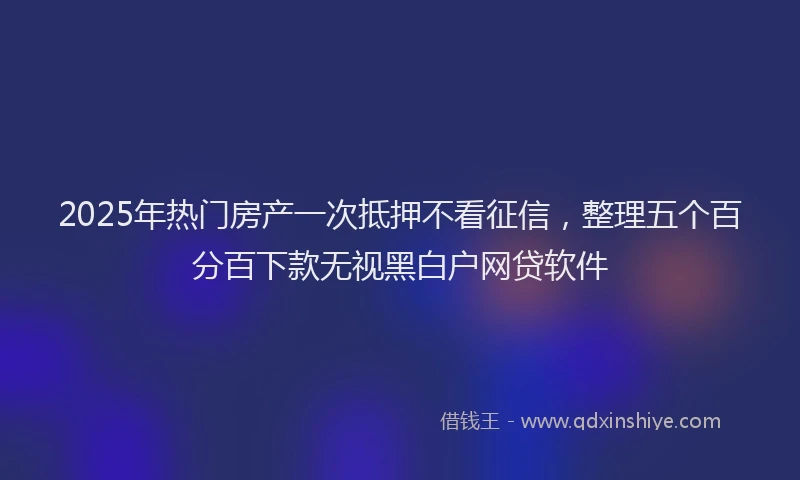 2025年热门房产一次抵押不看征信，整理五个百分百下款无视黑白户网贷软件
