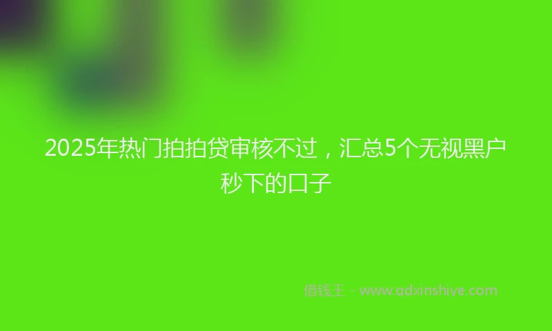 2025年热门拍拍贷审核不过，汇总5个无视黑户秒下的口子