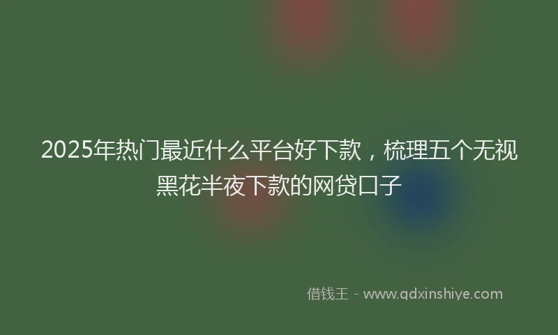 2025年热门最近什么平台好下款，梳理五个无视黑花半夜下款的网贷口子
