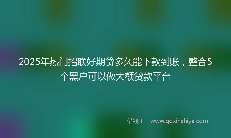 2025年热门招联好期贷多久能下款到账，整合5个黑户可以做大额贷款平台