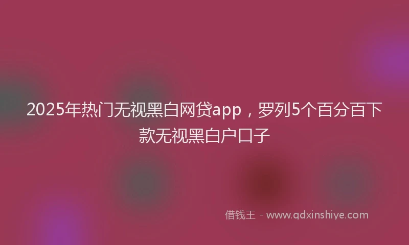 2025年热门无视黑白网贷app，罗列5个百分百下款无视黑白户口子