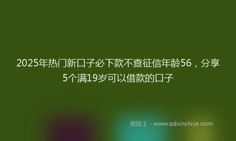 2025年热门新口子必下款不查征信年龄56，分享5个满19岁可以借款的口子