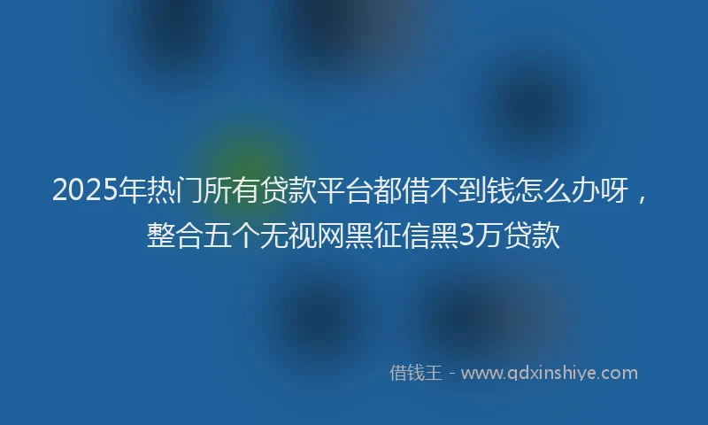 2025年热门所有贷款平台都借不到钱怎么办呀，整合五个无视网黑征信黑3万贷款