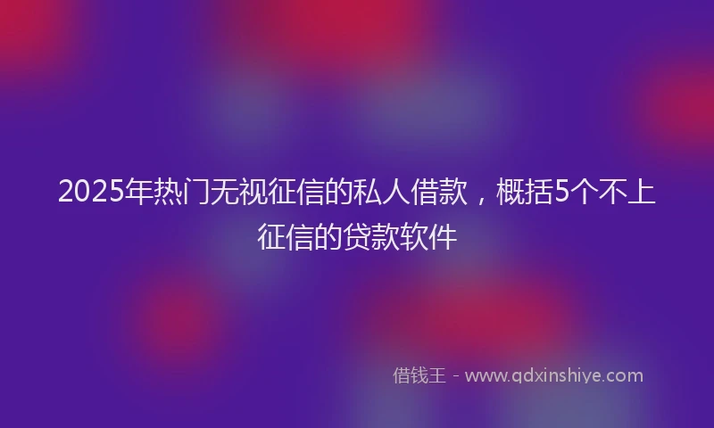 2025年热门无视征信的私人借款，概括5个不上征信的贷款软件