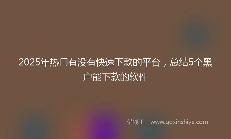 2025年热门有没有快速下款的平台，总结5个黑户能下款的软件