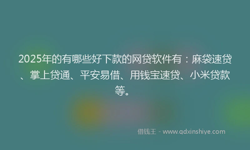 2025年的有哪些好下款的网贷软件有：麻袋速贷、掌上贷通、平安易借、用钱宝速贷、小米贷款等。