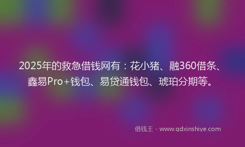 2025年的救急借钱网有：花小猪、融360借条、鑫易Pro+钱包、易贷通钱包、琥珀分期等。