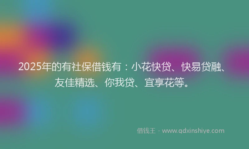 2025年的有社保借钱有：小花快贷、快易贷融、友佳精选、你我贷、宜享花等。