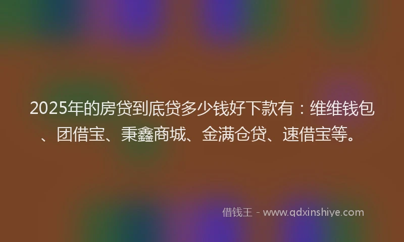 2025年的房贷到底贷多少钱好下款有：维维钱包、团借宝、秉鑫商城、金满仓贷、速借宝等。