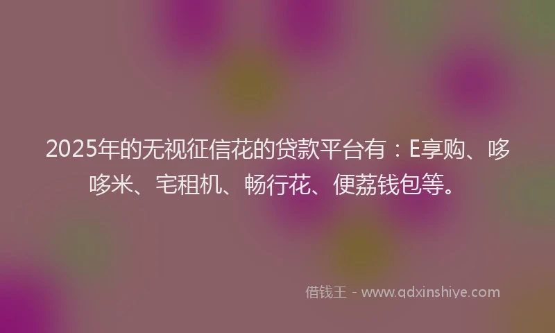 2025年的无视征信花的贷款平台有：E享购、哆哆米、宅租机、畅行花、便荔钱包等。