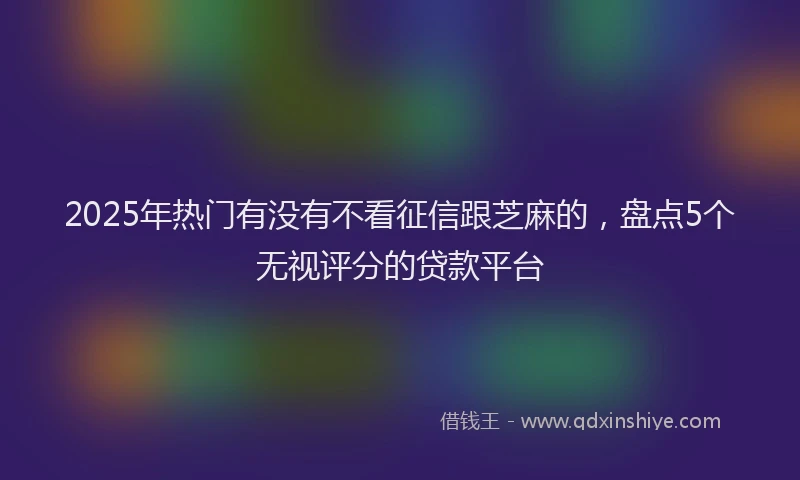 2025年热门有没有不看征信跟芝麻的，盘点5个无视评分的贷款平台
