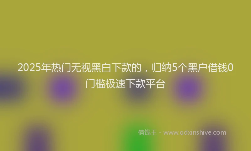 2025年热门无视黑白下款的，归纳5个黑户借钱0门槛极速下款平台
