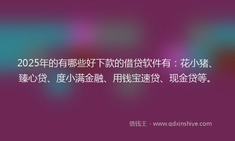 2025年的有哪些好下款的借贷软件有：花小猪、臻心贷、度小满金融、用钱宝速贷、现金贷等。