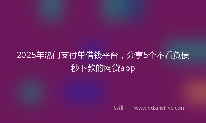 2025年热门支付单借钱平台，分享5个不看负债秒下款的网贷app