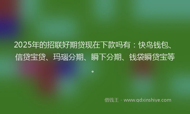 2025年的招联好期贷现在下款吗有：快鸟钱包、信贷宝贷、玛瑙分期、瞬下分期、钱袋瞬贷宝等。