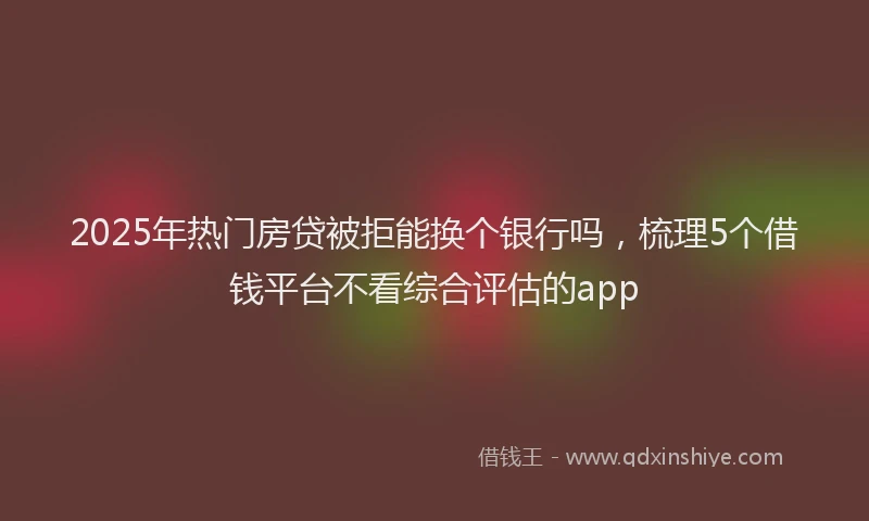 2025年热门房贷被拒能换个银行吗，梳理5个借钱平台不看综合评估的app