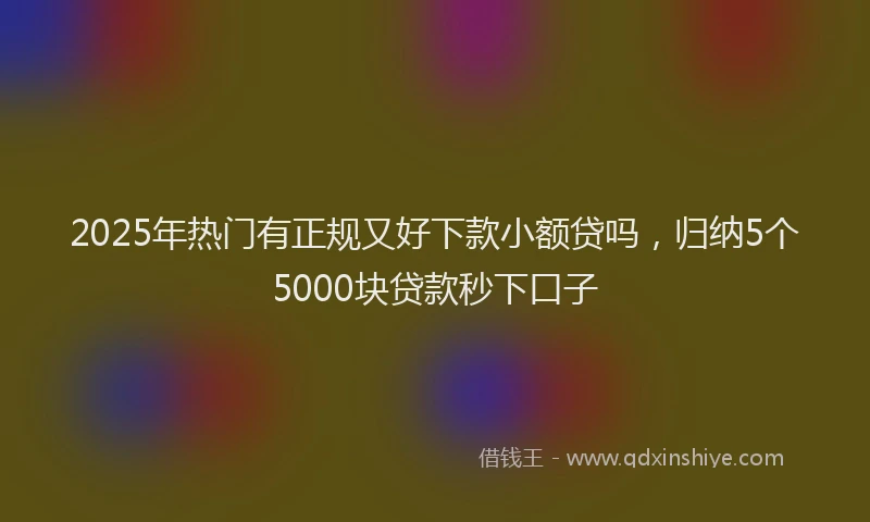 2025年热门有正规又好下款小额贷吗，归纳5个5000块贷款秒下口子