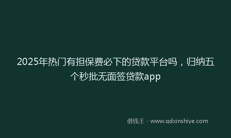 2025年热门有担保费必下的贷款平台吗，归纳五个秒批无面签贷款app