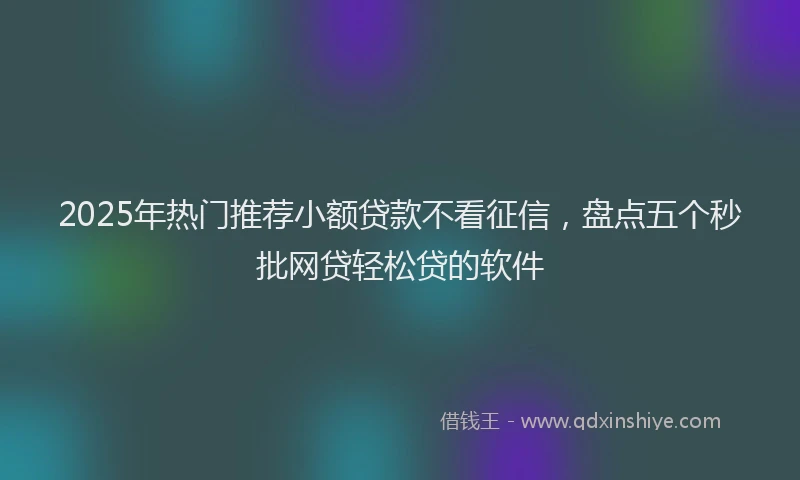 2025年热门推荐小额贷款不看征信，盘点五个秒批网贷轻松贷的软件