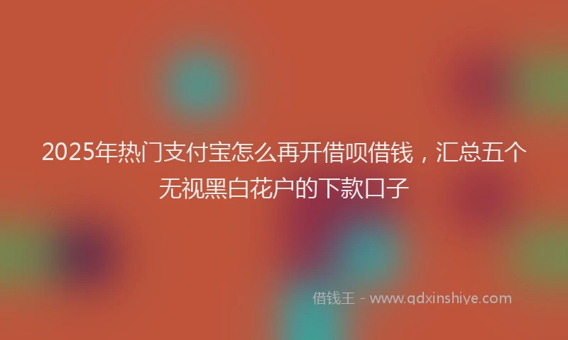 2025年热门支付宝怎么再开借呗借钱，汇总五个无视黑白花户的下款口子