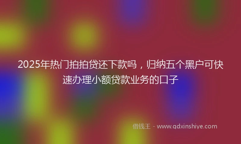 2025年热门拍拍贷还下款吗，归纳五个黑户可快速办理小额贷款业务的口子