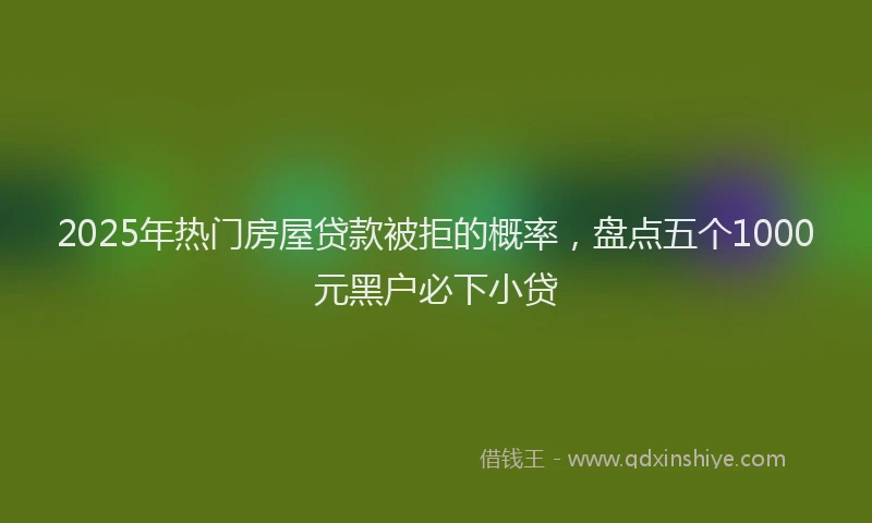 2025年热门房屋贷款被拒的概率，盘点五个1000元黑户必下小贷