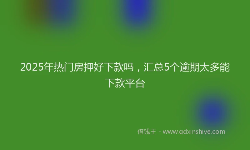 2025年热门房押好下款吗，汇总5个逾期太多能下款平台