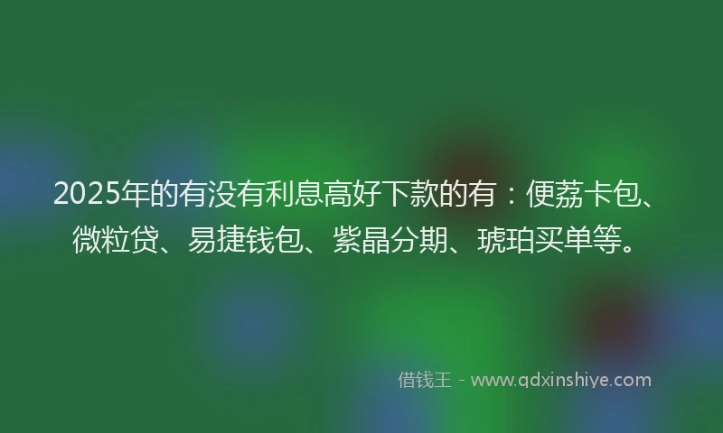 2025年的有没有利息高好下款的有：便荔卡包、微粒贷、易捷钱包、紫晶分期、琥珀买单等。