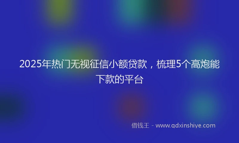 2025年热门无视征信小额贷款，梳理5个高炮能下款的平台