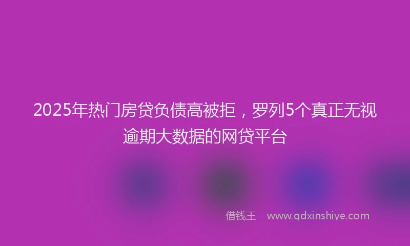 2025年热门房贷负债高被拒，罗列5个真正无视逾期大数据的网贷平台