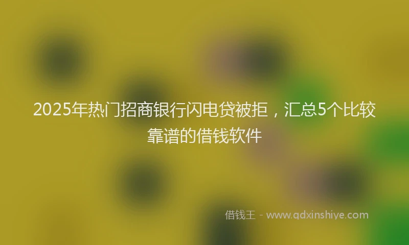 2025年热门招商银行闪电贷被拒，汇总5个比较靠谱的借钱软件