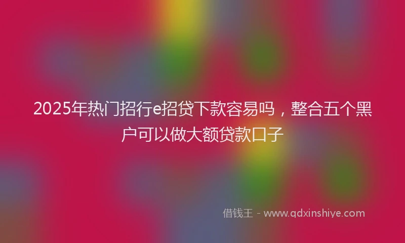 2025年热门招行e招贷下款容易吗，整合五个黑户可以做大额贷款口子