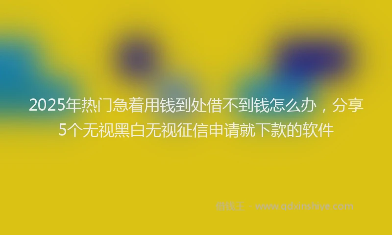 2025年热门急着用钱到处借不到钱怎么办，分享5个无视黑白无视征信申请就下款的软件