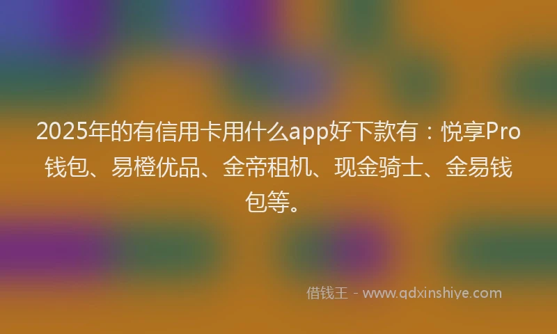 2025年的有信用卡用什么app好下款有：悦享Pro钱包、易橙优品、金帝租机、现金骑士、金易钱包等。