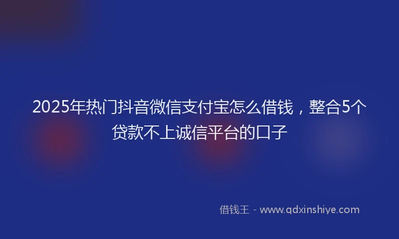 2025年热门抖音微信支付宝怎么借钱，整合5个贷款不上诚信平台的口子