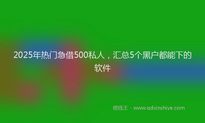 2025年热门急借500私人，汇总5个黑户都能下的软件