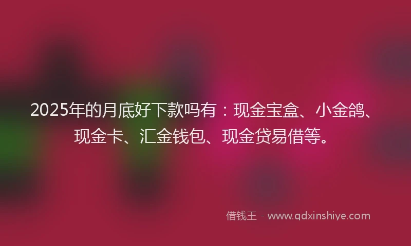 2025年的月底好下款吗有：现金宝盒、小金鸽、现金卡、汇金钱包、现金贷易借等。