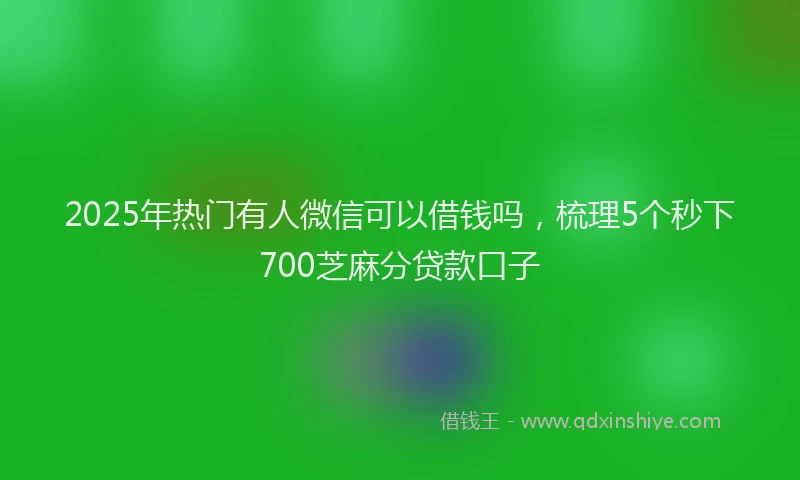 2025年热门有人微信可以借钱吗，梳理5个秒下700芝麻分贷款口子