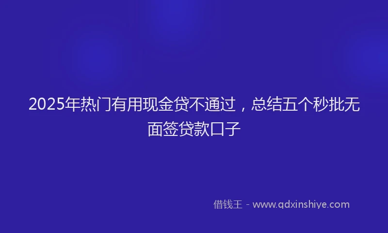 2025年热门有用现金贷不通过，总结五个秒批无面签贷款口子