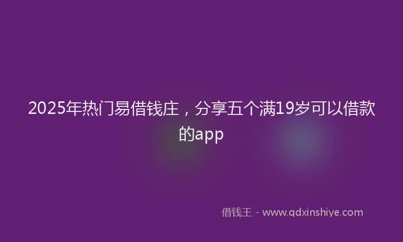 2025年热门易借钱庄，分享五个满19岁可以借款的app
