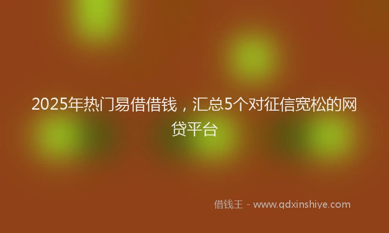 2025年热门易借借钱，汇总5个对征信宽松的网贷平台
