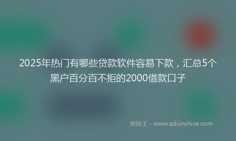 2025年热门有哪些贷款软件容易下款，汇总5个黑户百分百不拒的2000借款口子
