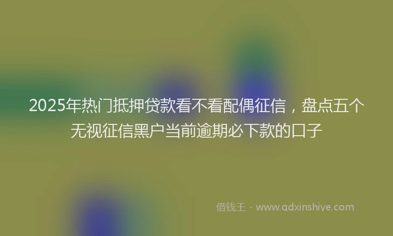 2025年热门抵押贷款看不看配偶征信，盘点五个无视征信黑户当前逾期必下款的口子